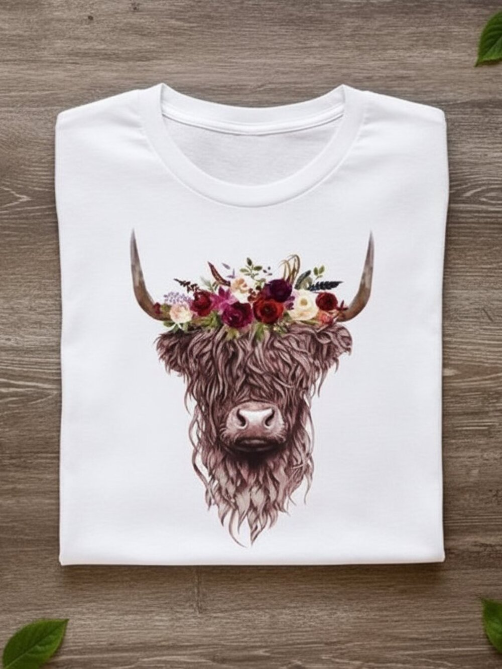 Highland Cow Floral Graphic Tee Western Country Farm Life Shirt